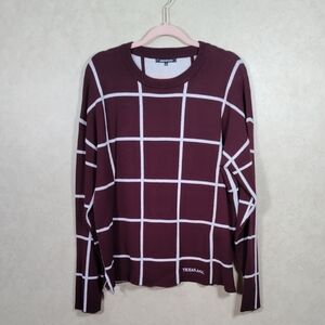 01166 Emerson Street Clothing maroon & white plaid Texas A&M sweater L